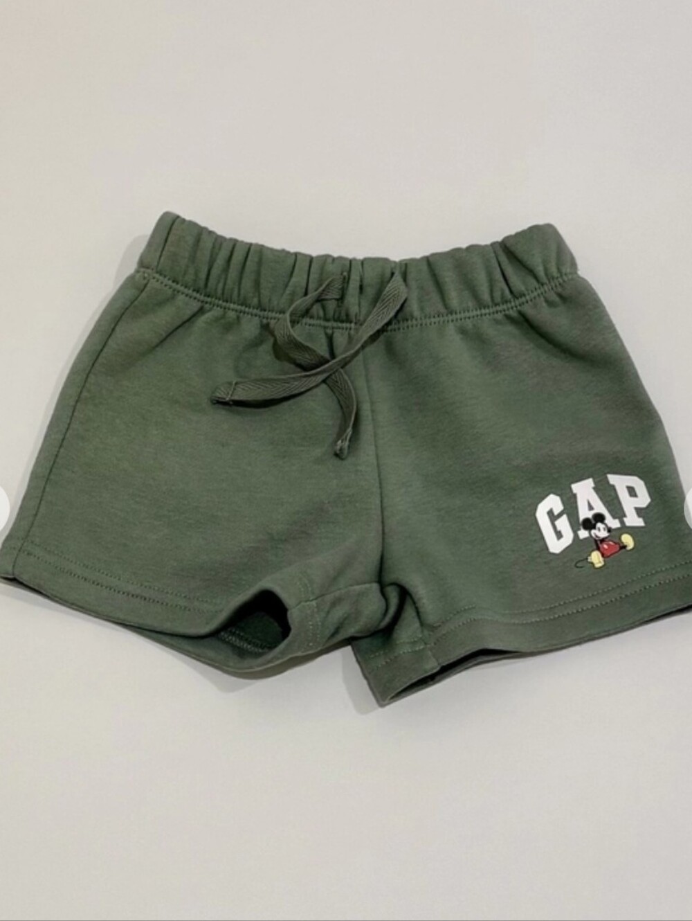 GAP X Disney Olive Green Casual Shorts with Mickey Graphic